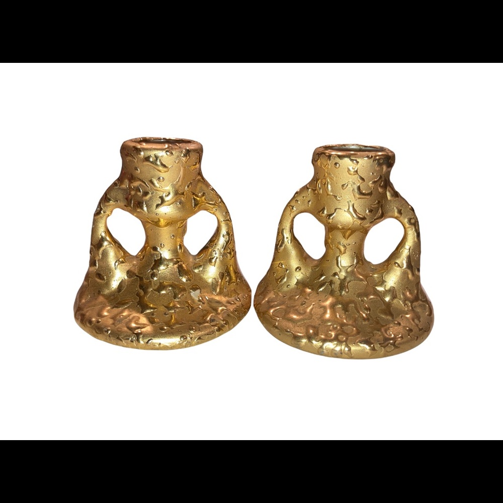 Vintage Keramos #337 22k Weeping gold Candlestick Holders.
